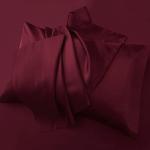 JSD Burgundy Satin Sheet Set Full Size, 4 Piece Silky Bed Sheets Extra Deep Pocket, Good for Hair and Skin