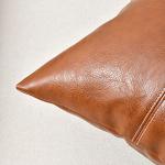 Fancy Homi 2 Packs Brown Boho Lumbar Faux Leather Decorative Throw Pillow Covers 12x20 Inch for Living Room Couch Bed Sofa, Hand Stitched Rectangle Cushion Case, Rustic Modern Farmhouse Home Decor