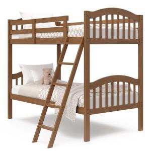 Storkcraft Long Horn Twin-Over-Twin Bunk Bed (Hazelnut)- GREENGUARD Gold Certified, Converts to 2 Individual Twin Beds