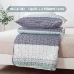 Andency King Size Quilt Set Sage Green, 3 Pieces Mint Green Ultra Soft Lightweight Bedspreads & Coverlets Set, Patchwork Striped Quilted Bedding Sets for All Seasons (1 Quilt, 2 Pillow Shams)