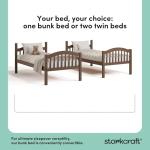 Storkcraft Long Horn Twin-Over-Twin Bunk Bed (Hazelnut)- GREENGUARD Gold Certified, Converts to 2 Individual Twin Beds