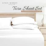 Linen Market Double-Brushed Microfiber Twin Sheet Set 3 Piece – Oeko-TEX Certified Ultra Soft & Wrinkle-Free - 16" Deep Pocket Sheets - Easy Care Twin Size - White