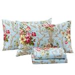 FADFAY Shabby Floral Bedding Elegant Peony Sheets Set Luxury Bedding Collections 800 Thread Count 100% Egyptian Cotton Deep Pocket, 4 Piece-Full Size