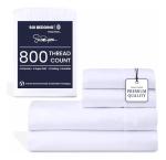 SGI 100% American Supima Cotton 800 Thread Count King Sheet Set – Luxury Sateen Weave, Ultra Soft, Breathable & Durable 4-Piece Bedding Set, Deep Pocket 15” Fitted – Hotel-Quality White Sheets