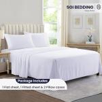 SGI 100% American Supima Cotton 800 Thread Count King Sheet Set – Luxury Sateen Weave, Ultra Soft, Breathable & Durable 4-Piece Bedding Set, Deep Pocket 15” Fitted – Hotel-Quality White Sheets