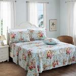 FADFAY Shabby Floral Bedding Elegant Peony Sheets Set Luxury Bedding Collections 800 Thread Count 100% Egyptian Cotton Deep Pocket, 4 Piece-Full Size