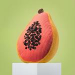 Phantoscope Papaya Shaped Throw Pillow, Fruit Themed Cushion for Couch, Bed and Chair, Pink, 10 x 15 inches