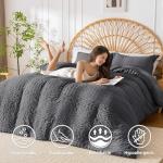 HYMOKEGE Dark Grey Duvet Cover Queen Size, Ultra Soft 3-Piece Seersucker Duvet Cover Set with Zipper Closure, Soft Brushed Microfiber Bedding Set with 8 Corner Ties (90"x90", 2 Pillowshams)