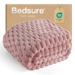 Bedsure Pink Throw Blanket for Couch - 350GSM Soft Cozy Throw Blankets for Bed Home Room Decor, GentleSoft Cute Fleece Birthday Gifts for Women Girls, 50x60 Inches