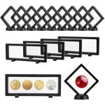 giteo bedding 15PCS 3D Floating Frame Display Case, Black Durable Challenge Coin Holder Stand, Multi-Functional Transparent PE Jewelry Storage Box for Medallions, Coins, Medals, Specimen