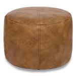 Thgonwid Unstuffed Faux Leather Pouf Cover, Handmade Footstool Ottoman Storage Solution, Floor Footrest Cushion - 16.5”Dx12”H, Mocha
