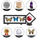 giteo bedding 15PCS 3D Floating Frame Display Case, Black Durable Challenge Coin Holder Stand, Multi-Functional Transparent PE Jewelry Storage Box for Medallions, Coins, Medals, Specimen