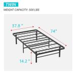 Twin Bed Frame Metal Platform Bed Frame Twin Size 14 Inch Mattress Foundation Box Spring Replacement Heavy Duty Steel Slat Easy Assembly Noise-Free,Black