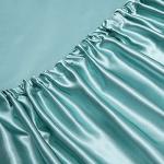 Vonty Satin Sheets Twin Silky Soft Satin Bed Sheets Aqua Sheet Set, 1 Deep Pocket Fitted Sheet + 1 Flat Sheet + 1 Pillowcases
