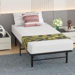 Twin Bed Frame Metal Platform Bed Frame Twin Size 14 Inch Mattress Foundation Box Spring Replacement Heavy Duty Steel Slat Easy Assembly Noise-Free,Black