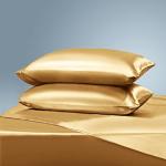 Manyshofu Satin Queen Sheets Set 4 Piece - Soft Silky Satin Sheets Set, Camel Gold Satin Bed Sheets Cooling & Luxury Bedding Sheet Set(1 Satin Fitted Sheet, 1 Satin Flat Sheet, 2 Satin Pillow Cases)