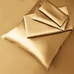 Manyshofu Satin Queen Sheets Set 4 Piece - Soft Silky Satin Sheets Set, Camel Gold Satin Bed Sheets Cooling & Luxury Bedding Sheet Set(1 Satin Fitted Sheet, 1 Satin Flat Sheet, 2 Satin Pillow Cases)