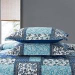 NEWLAKE Cotton Bedspread Quilt Sets-Reversible Patchwork Coverlet Set, Chic Floral Paisley Pattern, Queen Size