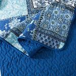 NEWLAKE Cotton Bedspread Quilt Sets-Reversible Patchwork Coverlet Set, Chic Floral Paisley Pattern, Queen Size