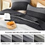 Litanika Quilt King Size Black, Grey and White, Gray Stripe Patchwork Summer Bedspread Coverlet 3 Pieces, Soft Lightweight Microfiber Comforter Bedding Set for All Season(1 Quilt, 2 Pillowcases)
