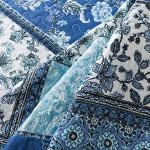 NEWLAKE Cotton Bedspread Quilt Sets-Reversible Patchwork Coverlet Set, Chic Floral Paisley Pattern, Queen Size