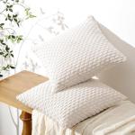Softalker Throw Pillow Covers 18x18 Inch, Set of 2, Soft Corduroy Boho Stripe Decorative Pillow Cover, Couch Fluffy Pillow Cover for Farmhouse Home Decor Bed Living Room, Beige