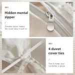 WARMDERN Boho Duvet Cover Set Queen Size,Khaki Striped Duvet Cover Microfiber Bedding Set,3PCS Ultra Soft Breathable Lightweight Tuft Texture Pattern Duvet Covers with Zipper Closure(Khaki,Queen)