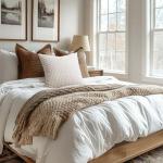 Softalker Throw Pillow Covers 18x18 Inch, Set of 2, Soft Corduroy Boho Stripe Decorative Pillow Cover, Couch Fluffy Pillow Cover for Farmhouse Home Decor Bed Living Room, Beige