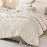 Litanika King Size Comforter Set Beige, 3 Pieces Cream Tufted Boho Farmhouse Bedding Comforter Sets, Lightweight Fluffy Comforter Bed Set for All Season (104x90In Comforter and 2 Pillowcases)