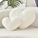 Petrella Throw Pillows Heart Pillow Cute Fuzzy Pillows for Bed Livingroom Home Decor Cushion Decorative Aesthetic Preppy Pillows White,Small 13"x10"