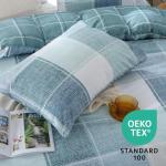 MUXHOMO Duvet Cover Queen Size, 3 Pieces Plaid Duvet Cover Set, Reversible Blue White Bedding Set with Dual-Zipper & 8 Corner Ties (90"x90", 2 Pillowcases)