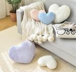 Petrella Throw Pillows Heart Pillow Cute Fuzzy Pillows for Bed Livingroom Home Decor Cushion Decorative Aesthetic Preppy Pillows White,Small 13"x10"