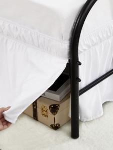 RIMELA White Bed Skirts with Split Corners Queen Size 15 Inch Drop,Elastic Bed Skirting Wrap Around, Easy to Install Dust Ruffles,Soft Fabric Machine Washable