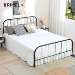 RIMELA White Bed Skirts with Split Corners Queen Size 15 Inch Drop,Elastic Bed Skirting Wrap Around, Easy to Install Dust Ruffles,Soft Fabric Machine Washable