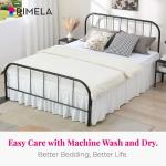 RIMELA White Bed Skirts with Split Corners Queen Size 15 Inch Drop,Elastic Bed Skirting Wrap Around, Easy to Install Dust Ruffles,Soft Fabric Machine Washable