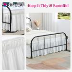 RIMELA White Bed Skirts with Split Corners Queen Size 15 Inch Drop,Elastic Bed Skirting Wrap Around, Easy to Install Dust Ruffles,Soft Fabric Machine Washable
