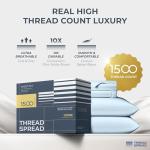 THREAD SPREAD 100% Egyptian Cotton Sheets Queen Size - 1500 Thread Count 4 PC Queen Sheet Set Egyptian Cotton, Sateen Luxury Sheets Queen Size, High Thread Count Sheets, 17" Deep Pocket - Light Blue