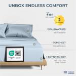 THREAD SPREAD 100% Egyptian Cotton Sheets Queen Size - 1500 Thread Count 4 PC Queen Sheet Set Egyptian Cotton, Sateen Luxury Sheets Queen Size, High Thread Count Sheets, 17" Deep Pocket - Light Blue