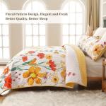 Anibedding Quilt Set Queen Size, Yellow Floral Reversible Bedspread Soft Microfiber Lightweight Queen Size Quilt Bedding Sets Reversible Coverlet for All Season(Queen, 96"x90")