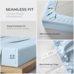 THREAD SPREAD 100% Egyptian Cotton Sheets Queen Size - 1500 Thread Count 4 PC Queen Sheet Set Egyptian Cotton, Sateen Luxury Sheets Queen Size, High Thread Count Sheets, 17" Deep Pocket - Light Blue