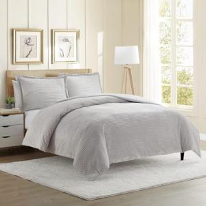 Hearth & Harbor Premium Flannel Duvet Cover Set - 3 PC Reversible King Comforter Cover Set with Microfiber Back - 1 Velvet Duvet Cover King & 2 Pillow Shams 104 x 90 inches - Silver Gray