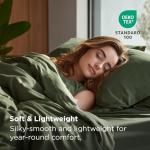 Bedsure Silky Cooling Duvet Cover Queen Size - Lightweight 100% Rayon Derived from Bamboo Comforter Cover Set for Hot Sleepers, Breathable & Moisture-Wicking Bedding Set, Olive Green