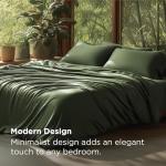 Bedsure Silky Cooling Duvet Cover Queen Size - Lightweight 100% Rayon Derived from Bamboo Comforter Cover Set for Hot Sleepers, Breathable & Moisture-Wicking Bedding Set, Olive Green