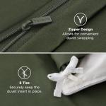 Bedsure Silky Cooling Duvet Cover Queen Size - Lightweight 100% Rayon Derived from Bamboo Comforter Cover Set for Hot Sleepers, Breathable & Moisture-Wicking Bedding Set, Olive Green