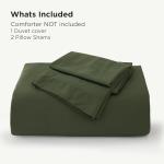 Bedsure Silky Cooling Duvet Cover Queen Size - Lightweight 100% Rayon Derived from Bamboo Comforter Cover Set for Hot Sleepers, Breathable & Moisture-Wicking Bedding Set, Olive Green