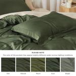 Bedsure Silky Cooling Duvet Cover Queen Size - Lightweight 100% Rayon Derived from Bamboo Comforter Cover Set for Hot Sleepers, Breathable & Moisture-Wicking Bedding Set, Olive Green