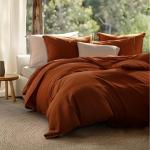 Double Stitch Cashmere Cotton Duvet Cover Set - Mongolian Cashmere and Pima Cotton Blend Bedding, Luxury Warm Duvet Cover King Size, with Button Closure, Mocha Brown, 106" x 90"