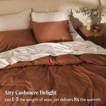 Double Stitch Cashmere Cotton Duvet Cover Set - Mongolian Cashmere and Pima Cotton Blend Bedding, Luxury Warm Duvet Cover King Size, with Button Closure, Mocha Brown, 106" x 90"