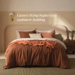 Double Stitch Cashmere Cotton Duvet Cover Set - Mongolian Cashmere and Pima Cotton Blend Bedding, Luxury Warm Duvet Cover King Size, with Button Closure, Mocha Brown, 106" x 90"