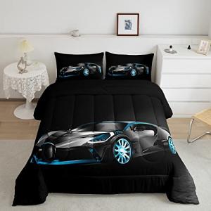 Feelyou Sports Car Comforter Stylish Black Race Car Comforter Set for Kids Boys Girls Extreme Sports Theme Bedding Set Cool Speed Luxury Decor Quilt Set with 1 Pillowcase 2Pcs Bedding Twin
